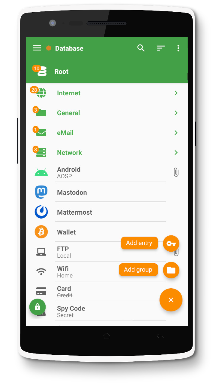 Ein Screenshot der App KeePass DX